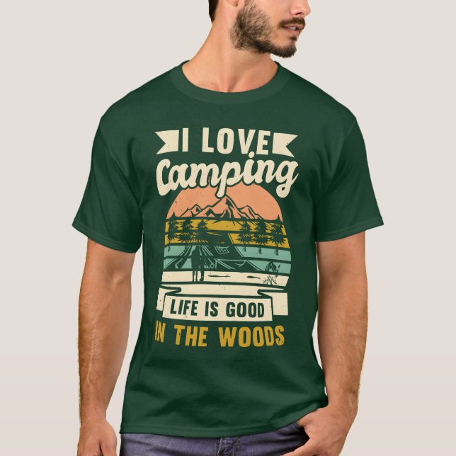 T-shirt j'adore camper dans les bois fille (Devant)