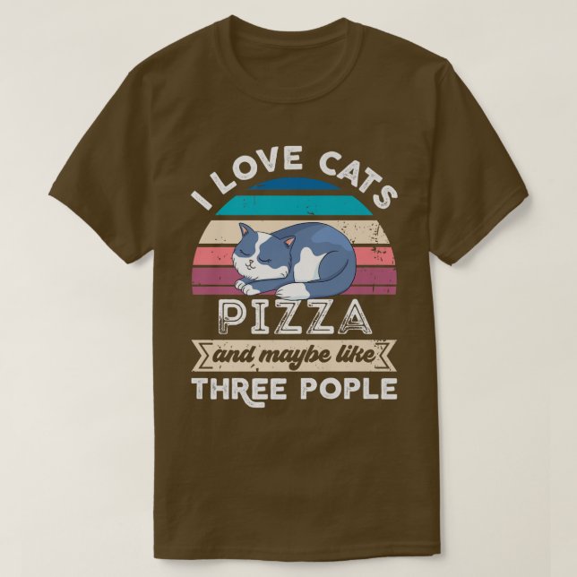 T-shirt J'adore Cats Pizza et comme Trois personnes Premiu (Design devant)