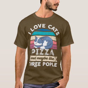 T-shirt J'adore Cats Pizza et comme Trois personnes Premiu