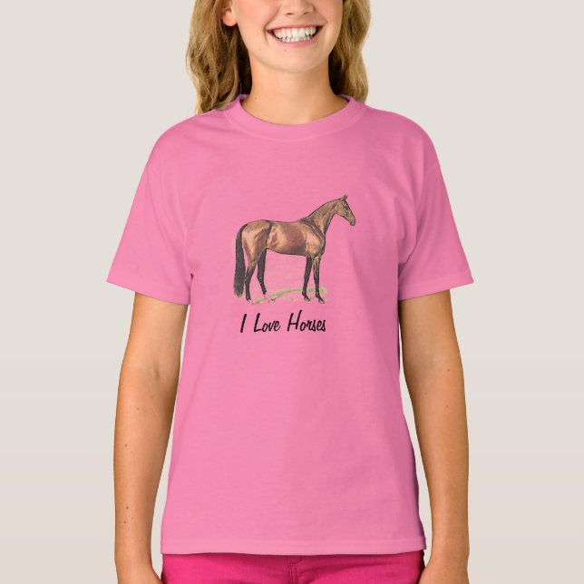 T-shirt J'ADORE CHEVAUX Thoroughbred Horse (Devant)