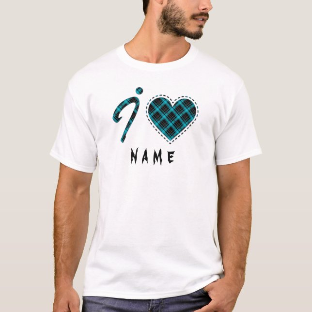 T-shirt J'adore... Coeur, plaid (Devant)