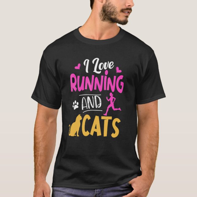 T-shirt J'adore courir Chat Femme Coureuse (Devant)