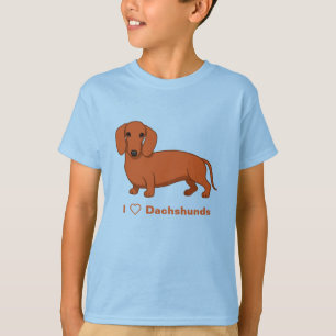 T-shirt J'adore Dachshunds Mignons Chien De L'Eau Rouge
