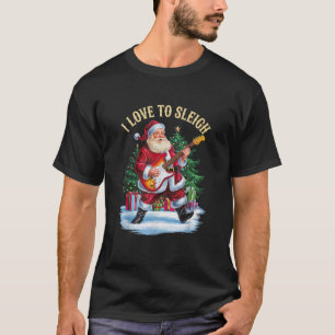 T-shirt J'adore dormir Père Noël jouer Rock Electric Guita