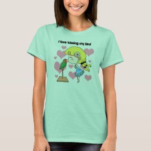 T-shirt J'adore embrasser mon oiseau mignon dessin animé