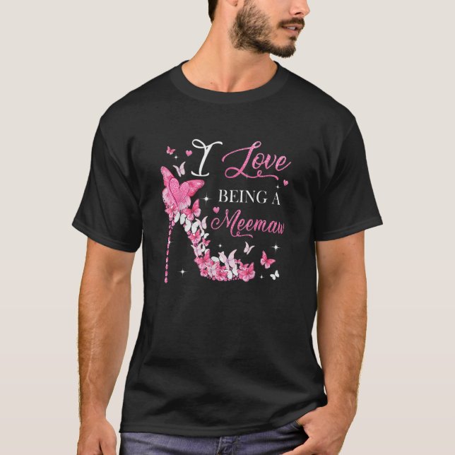 T-shirt J'adore être Memaw High Heel Butterflies Mère (Devant)