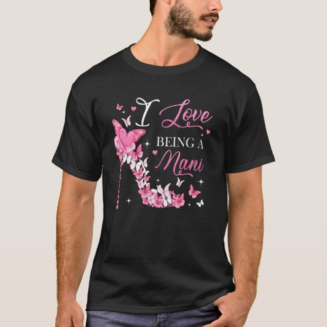 T-shirt J'adore être Nani High Heel Papillons Mère D (Devant)