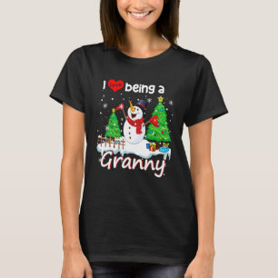 T-shirt J'adore être un bonhomme de neige de Noël Mamie en