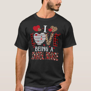 T-shirt J'adore être une infirmière scolaire cœurs à carre