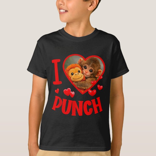 T-shirt J'adore frapper bébé singe mignon poing  (Devant)