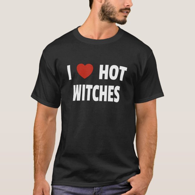 T-shirt J'adore Hot Witches Matching Couples Halloween Coû (Devant)
