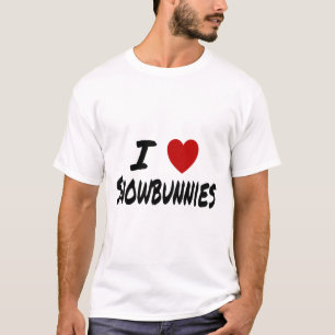 T-shirt J'adore (j'aime) les Snowbunnies Skiant Snowboardi