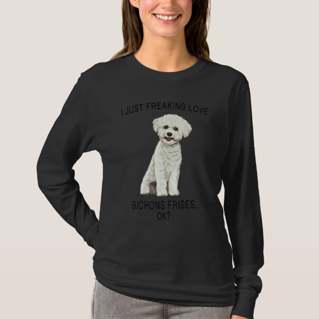 T-shirt J'adore juste les Bichons Frisés Ok Chien (Devant)