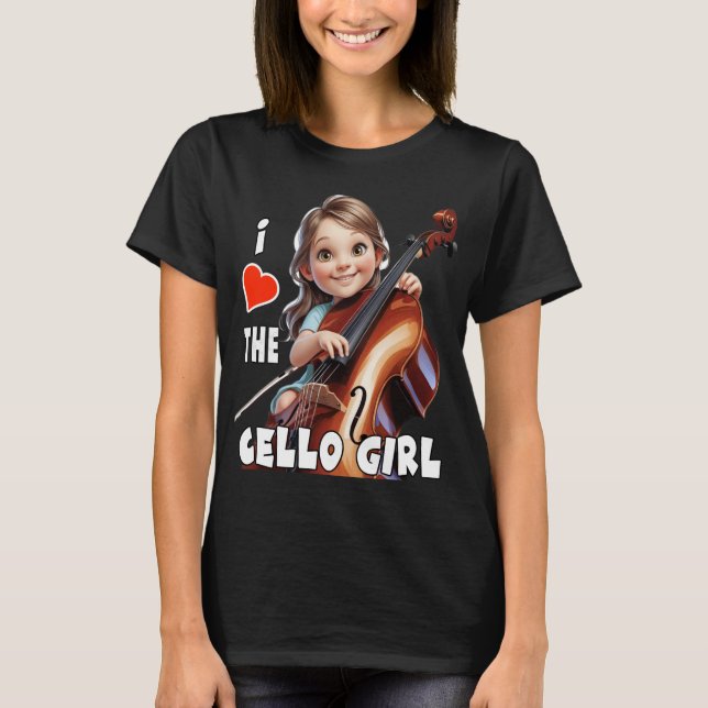 T-shirt J'adore la fille de violoncelle (Devant)