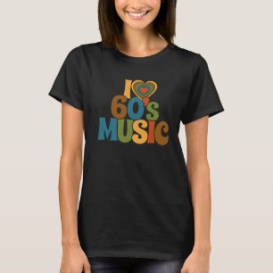 T-shirt J'adore la musique des années 60 en couleurs rétro