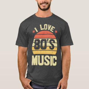 T-shirt J'adore la musique des années 80 rétro vintage gar