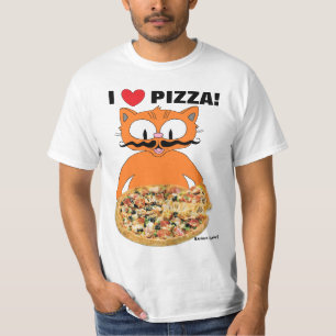 T-shirt J'adore la pizza ! Dessin drôle mignon de Mustache