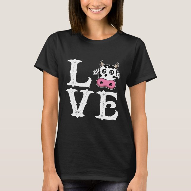 T-shirt J'adore la vache mignonne vache (Devant)