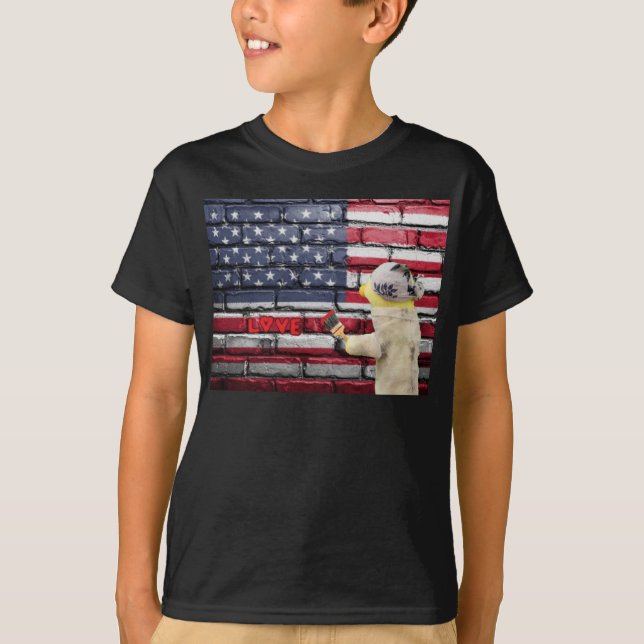 T-shirt J'adore l'art de mur de graffiti USA.  (Devant)