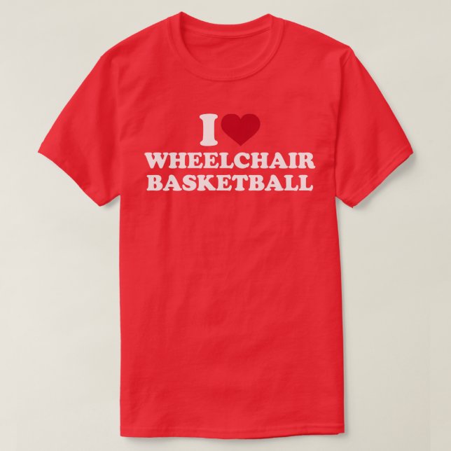 T-shirt J'adore le basket en fauteuil roulant (Design devant)