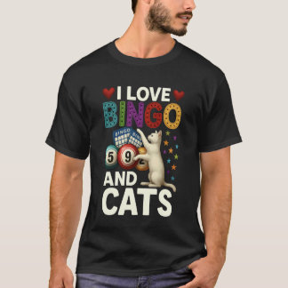 T-shirt J'adore le Bingo et les Chats Drôle Chat et Bingo