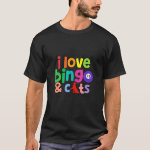 T-shirt J'adore le Bingo et les Chats Mignon Animal Drôle