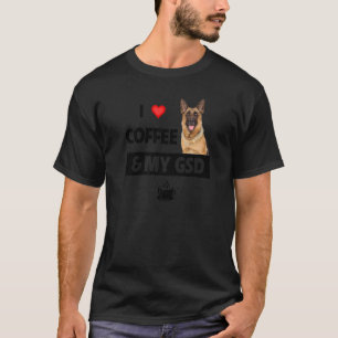 T-shirt J'adore le café et ma mère de chien Gsd Berger all