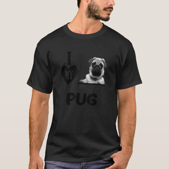 T-shirt J'adore le design Pug de mon chien Pug (Devant)