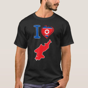 T-shirt J'adore le drapeau nord-coréen en forme de h