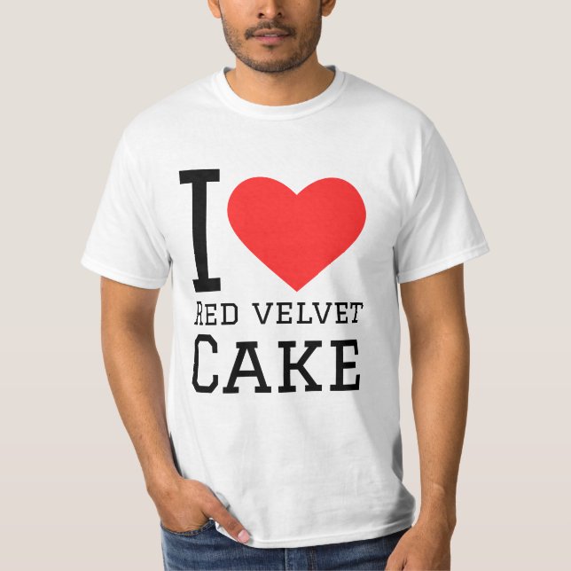 T-shirt J'adore le gâteau de velours rouge (Devant)