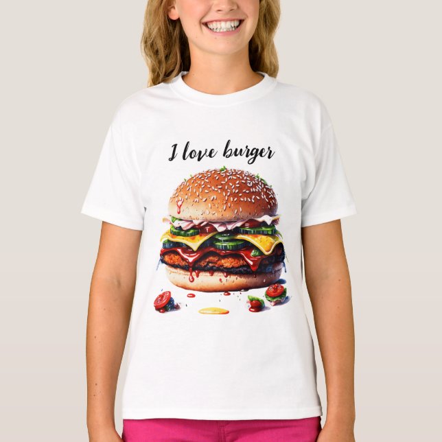 T-shirt J'adore le hamburger (Devant)