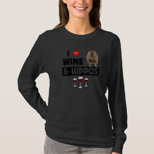 T-shirt J'adore le vin et les hippopotames buvant la faune