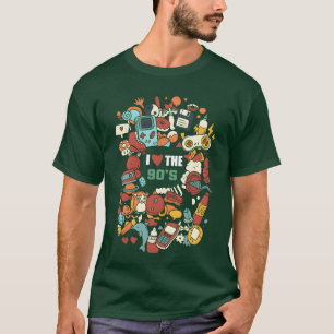 T-shirt J'adore les années 90 Cadeau vintage pour collecti