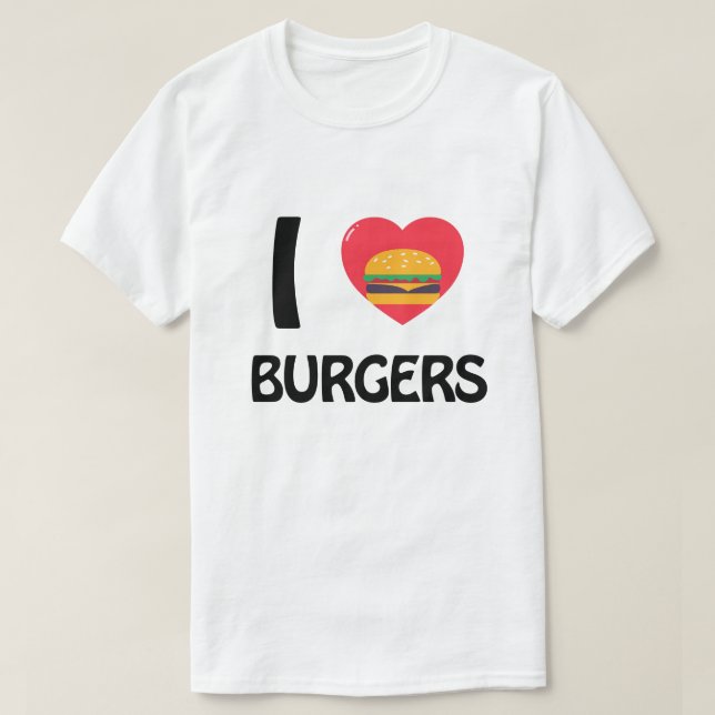 T-shirt J'adore les burgers (Design devant)