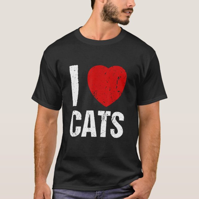 T-shirt J'adore les chats cœur de chat (Devant)