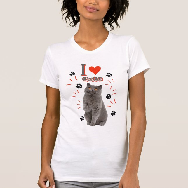 T-shirt J'adore les chats – Conception de chat mignon et d (Devant)