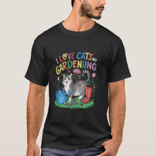 T-shirt J'adore les chats et le jardinage Mignon jardinage