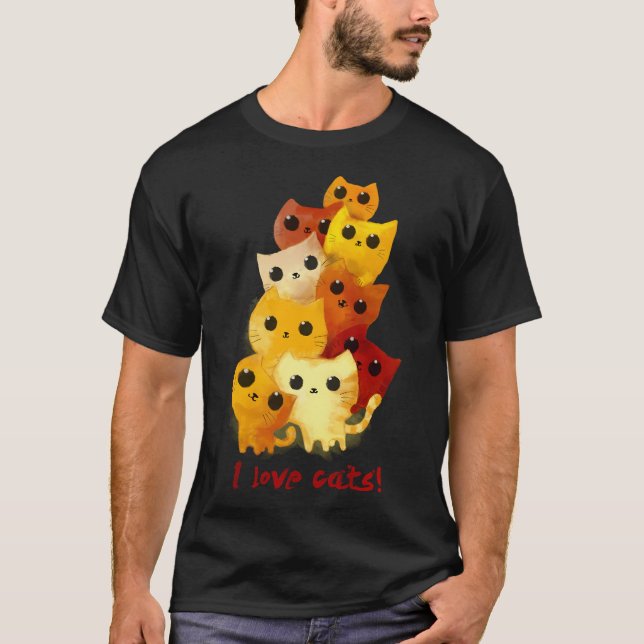 T-shirt J'adore les chats mignons (Devant)