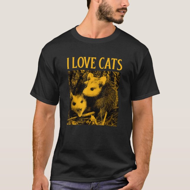 T-shirt J'adore les chats  Opossum 1 (Devant)