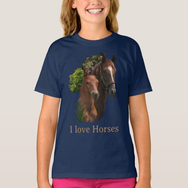 T-shirt J'adore les chevaux (Devant)