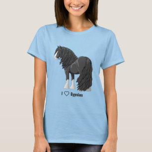 T-shirt J'adore les chevaux de la banderole noire tzigane