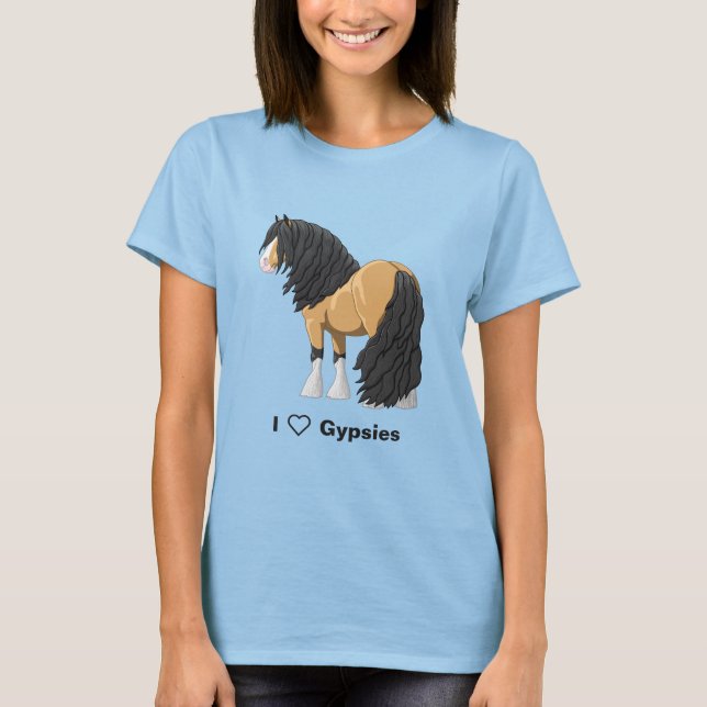 T-shirt J'adore les Chevaux d'Épreuve Gypsy de Buckskin (Devant)