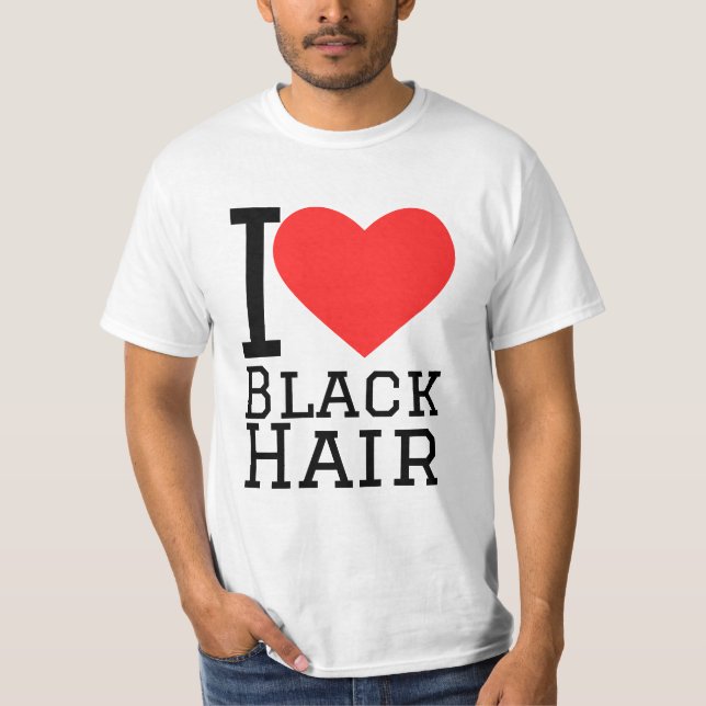 T-shirt J'adore les cheveux noirs (Devant)