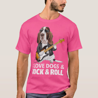 T-shirt J'adore les chiens Rock Roll Basset Hound Chien