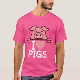 T-shirt J'adore les cochons mignons Coeur Porcelet Amoureu