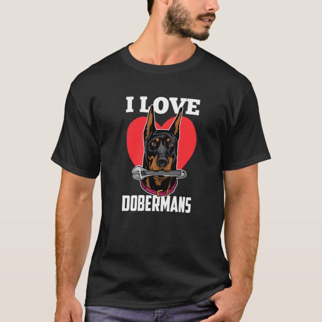 T-shirt J'adore les Dobermans Chien de Compagnie Chiot Dob (Devant)
