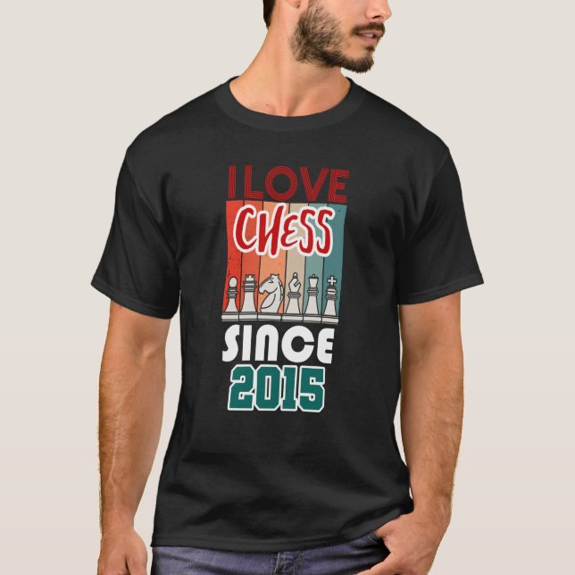 T-shirt J'adore les échecs depuis 2015 (Devant)
