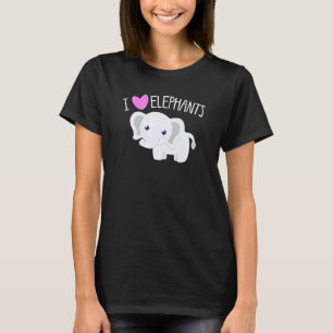 T-shirt J'ADORE LES ÉLÉPHANTS Mignons Coeur Enfants Filles