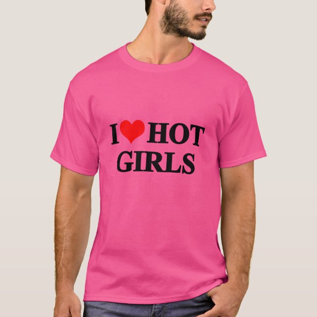 T-shirt J'adore les filles chaudes drôle (Devant)