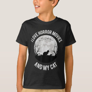 T-shirt J'adore les films d'horreur et mon chat